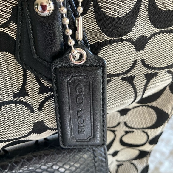 COACH Charlie Signature Python Tote Style - Black.  Front snap pocket. - Picture 3 of 11